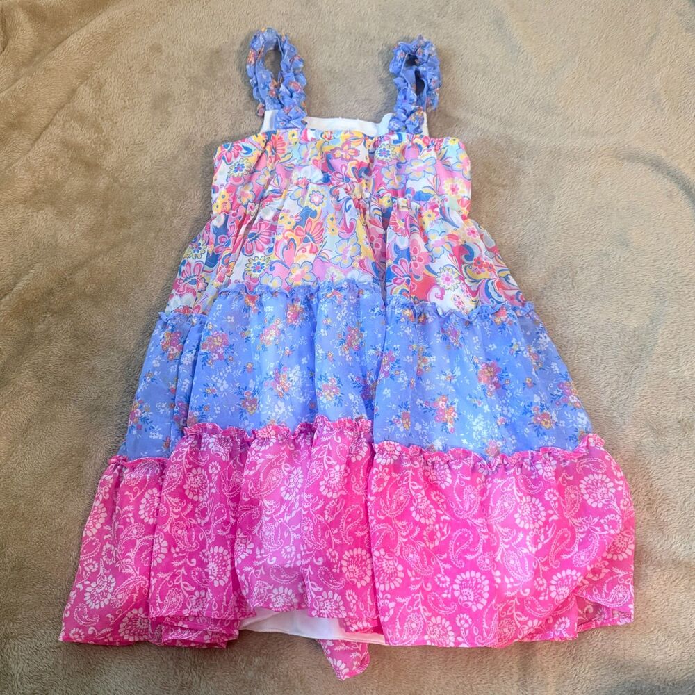 Jona Michelle Girls Dress Pink Blue Size 8 Great Condition
